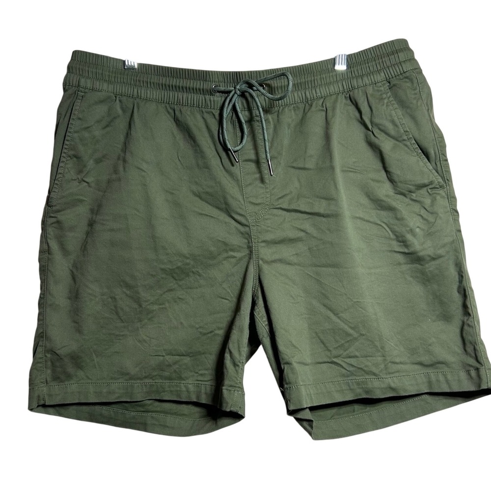 Quince Mens XL Cotton Chino Drawstring‎ Shorts Trellis Green LB53857-CFL01-18725